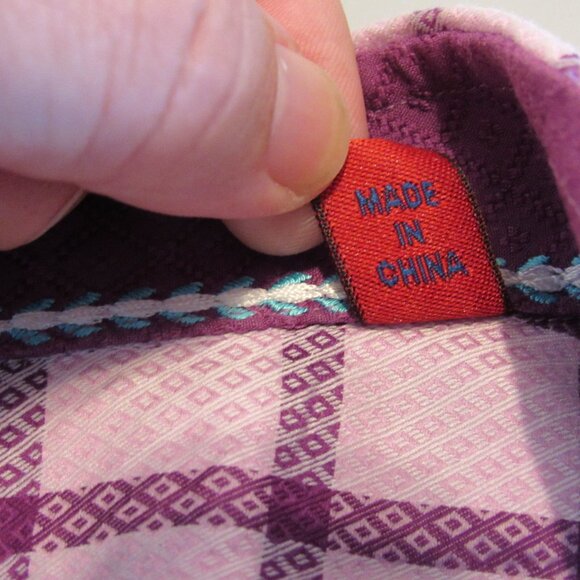 Robert Graham Shirt Purple Checks Diamond Shell Flip Cuffs Medium Never Worn EUC - Picture 6 of 13